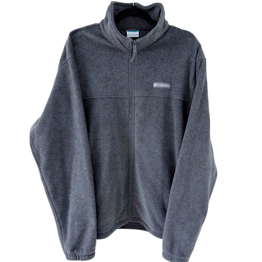 Columbia Jacket XL Charcoal Gray Fleece Steens Mountain 2.0 Full Zip Drawcord